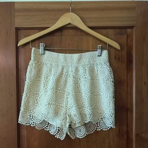 Cream Crochet Shorts